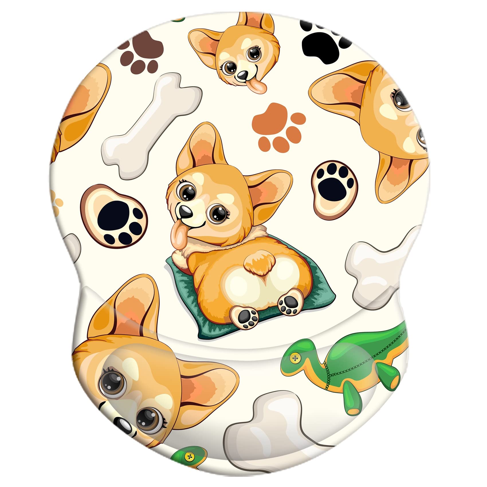 Ergonomic Mouse Pad with Gel Wrist Rest Support - Non-Slip Rubber Base Desk Mat for Office, Gaming & Computer Use - Comfortable for Laptop & Mac Users - Perfect for Long Work Hours & Gaming Sessions (Cute Dog Design)