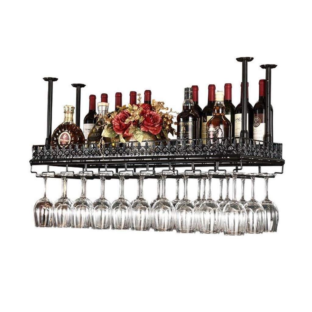 Premium Iron Hanging Wine Glass Rack - Upside Down Barware Holder for Ceiling Mount, Space-Saving Storage Solution for Wine Glasses in Bars, Restaurants & Home Kitchens - Elegant Decorative Shelf for Luxurious Wine Display