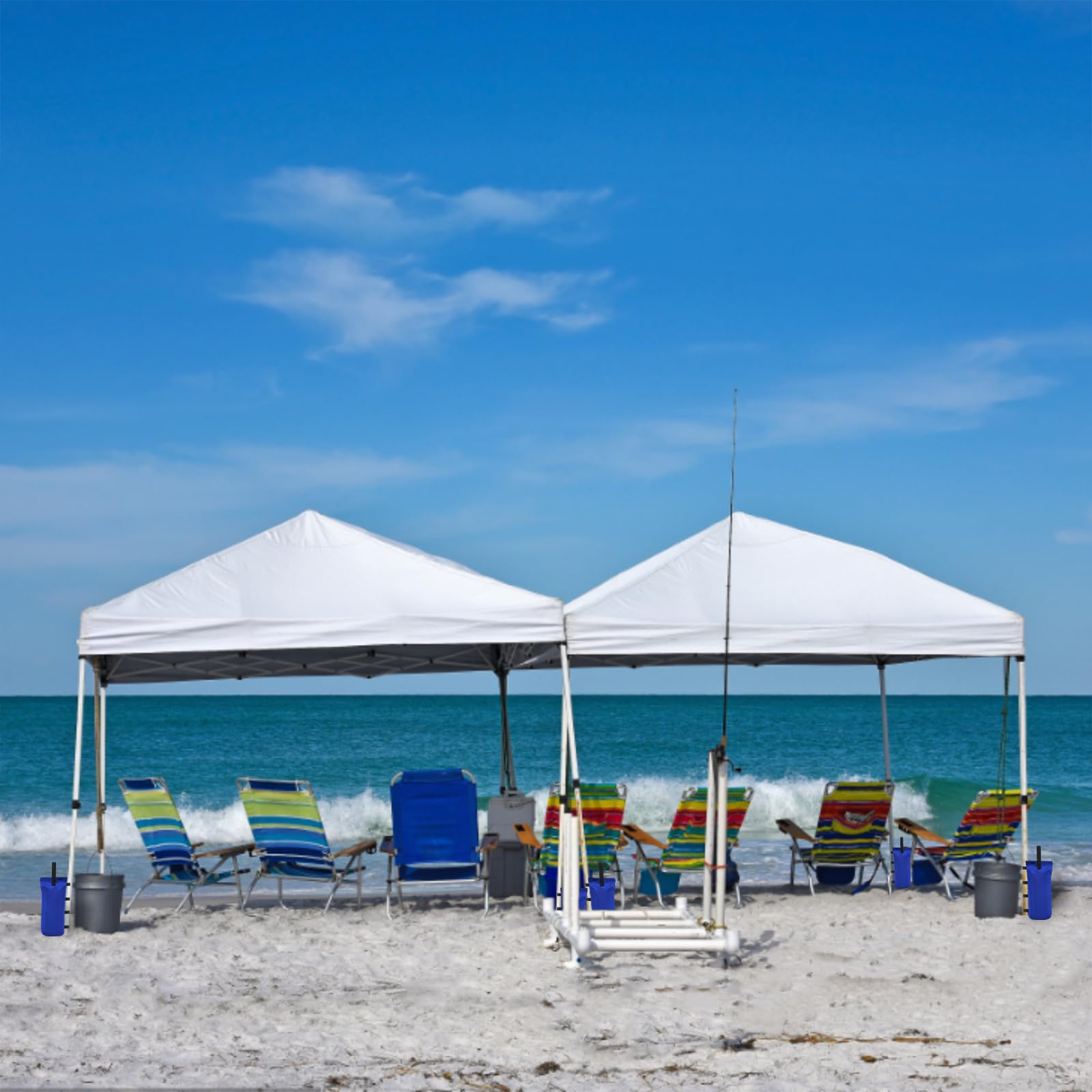 Heavy Duty Canopy Weight Bags (150LBS) - Set of 4 Sand Bags for Pop Up Canopy Tent, Instant Outdoor Sun Shelter & Patio Umbrella - Premium Blue - Perfect for Beach, Camping, Backyard Parties & Outdoor Events