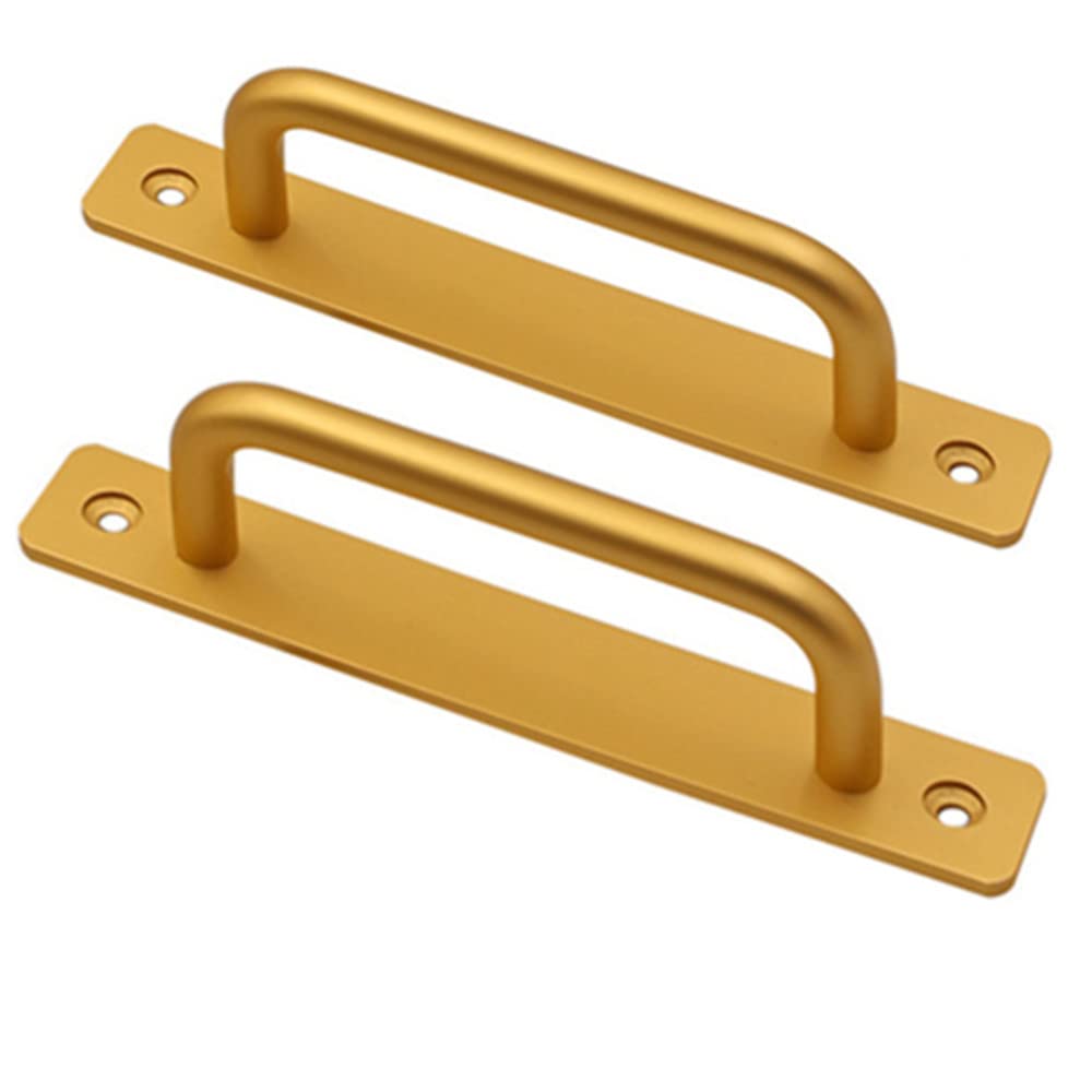 Premium Pack of 2 Aluminum Alloy Sliding Barn Door Handles - Golden Cabinet & Drawer Pulls for Kitchen, Wardrobe & Furniture - Heavy Duty Hardware for Smooth Operation & Stylish Home Decor