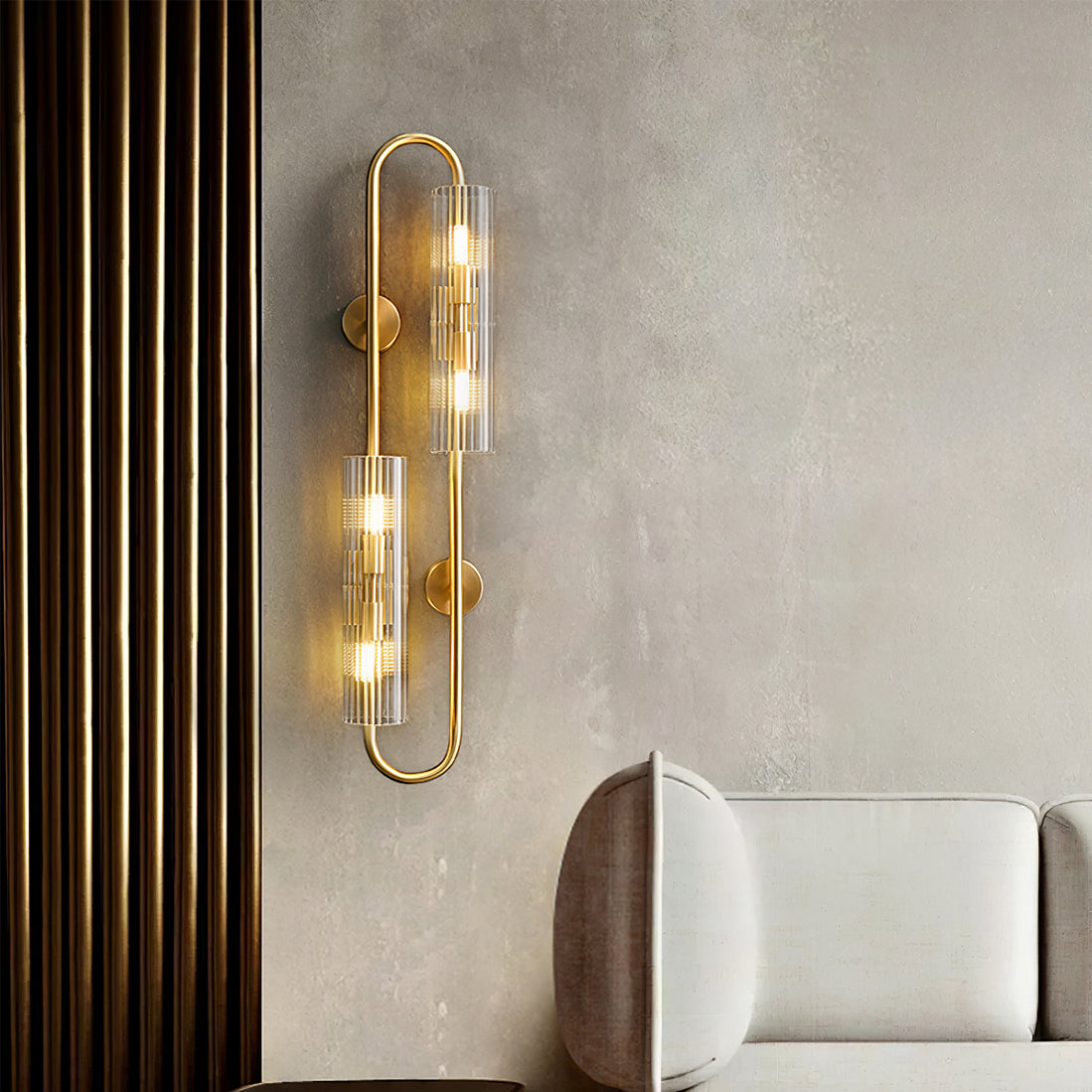 Vintage Double Brass Wall Light Fixture - Antique Style Sconce for Living Room, Bedroom & Hallway Lighting