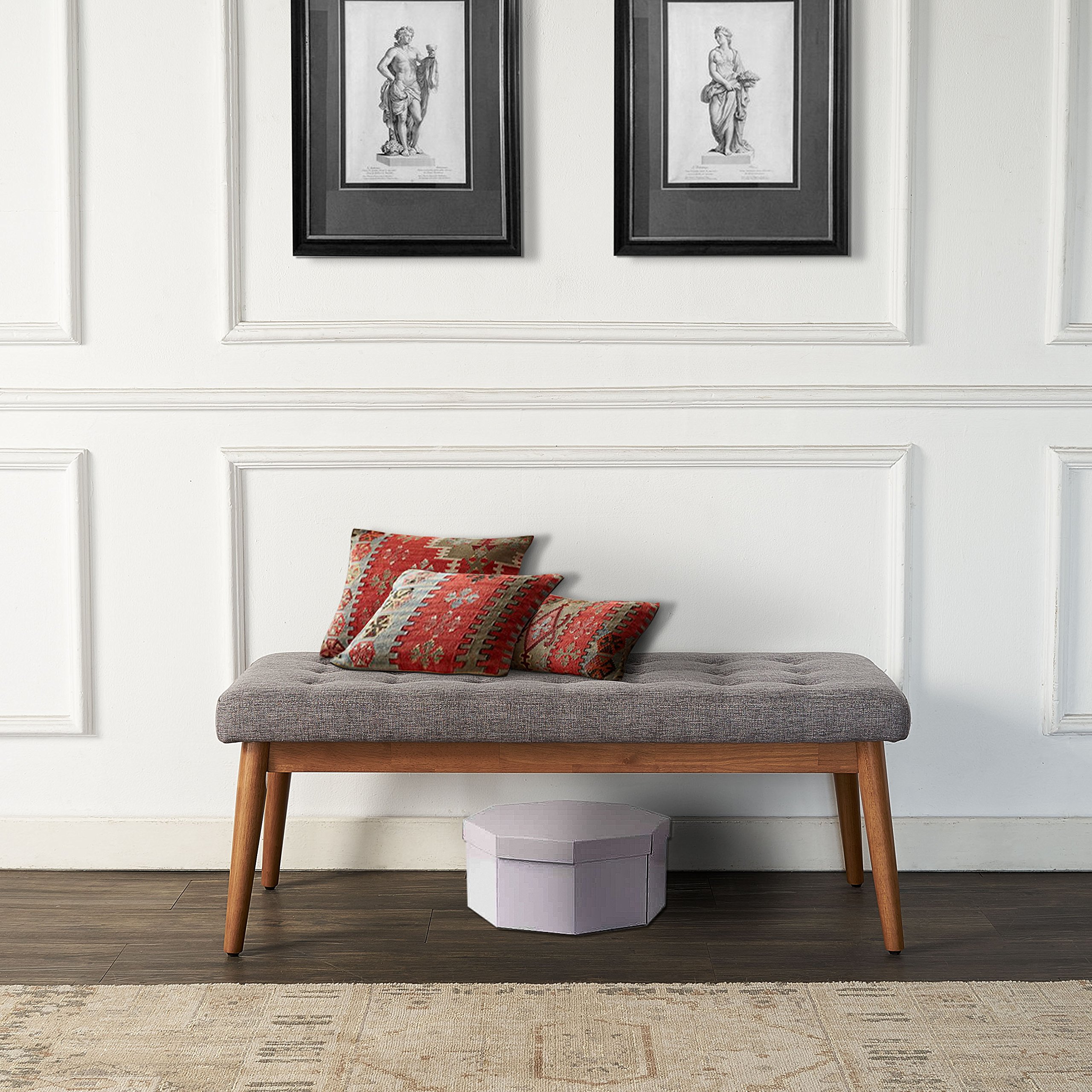 Crosley Furniture Landon Solid Wood Dining Bench - Entryway, Mudroom, Kitchen, or Dining Room Seating - Acorn Finish - Rustic Farmhouse Style for Home Decor