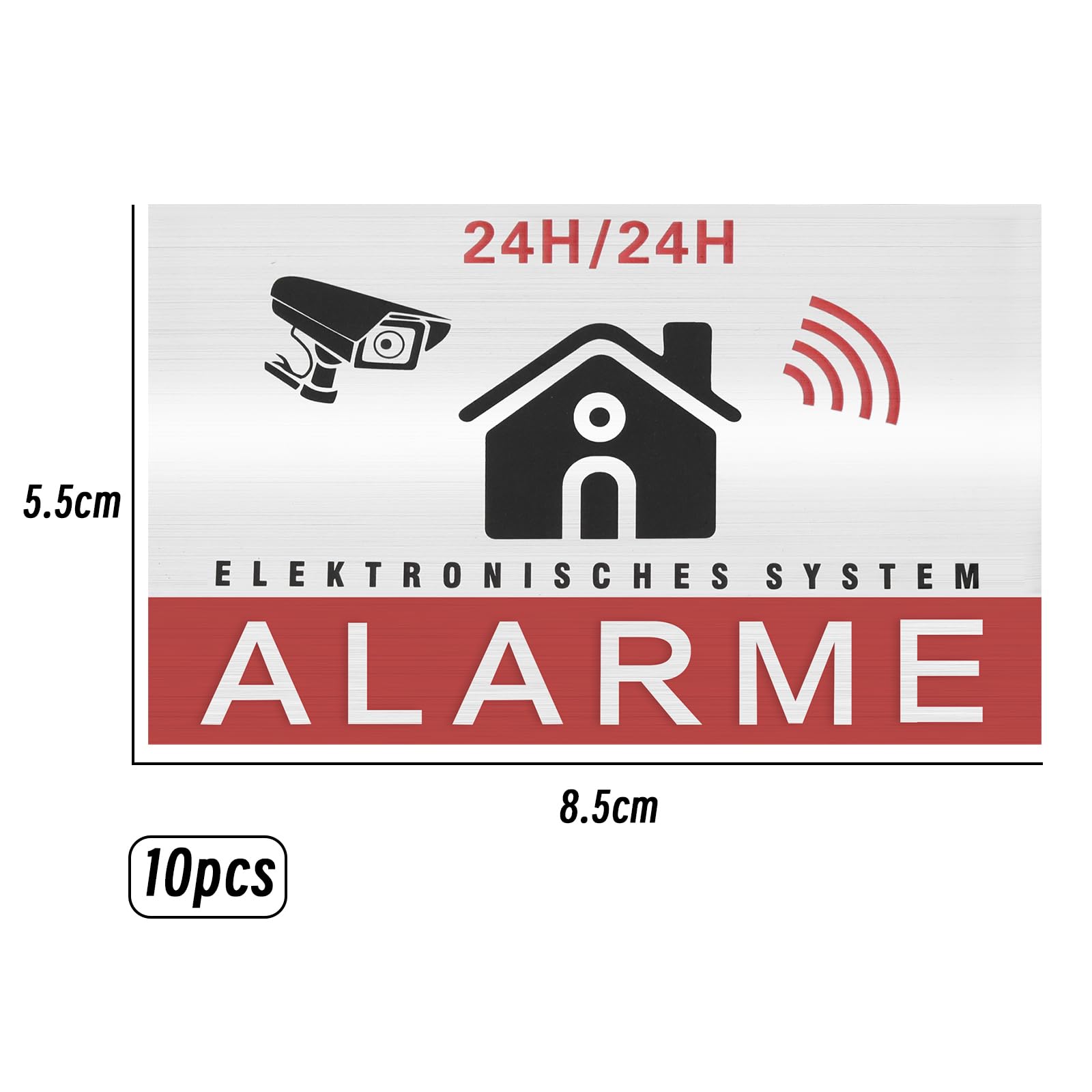 eMagTech 10-Pack 24/7 Electronic Monitoring Warning Stickers - CCTV Security Camera Signs for Indoor & Outdoor Use - German Language Video Surveillance Warning Decals - Perfect for Offices, Warehouses & Home Security