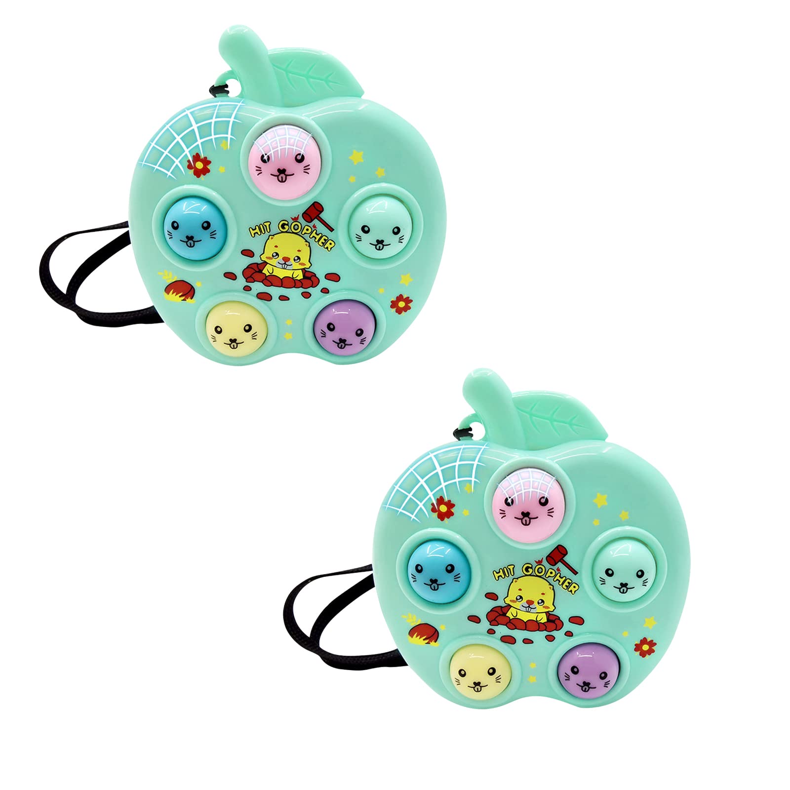 2 Pack Soft Kawaii Fidget Toys - Whack A Mole Game Keychain, Simple Dimple Sensory Fidget Toys for Kids & Adults - Portable Stress Relief & Anxiety Relief Toys for Classroom, Office, Travel (CT-RT-PL-141) - Perfect for ADHD, Autism, Focus & Relaxation