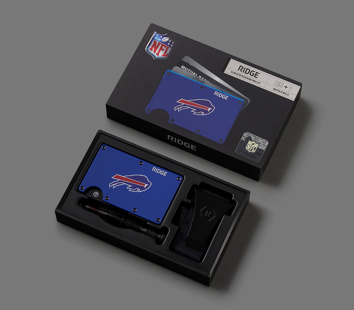 Ridge Wallet for Men - Slim RFID Blocking Front Pocket Wallet - Buffalo Bills NFL Team Design - Perfect for Everyday Carry & Gameday Accessories