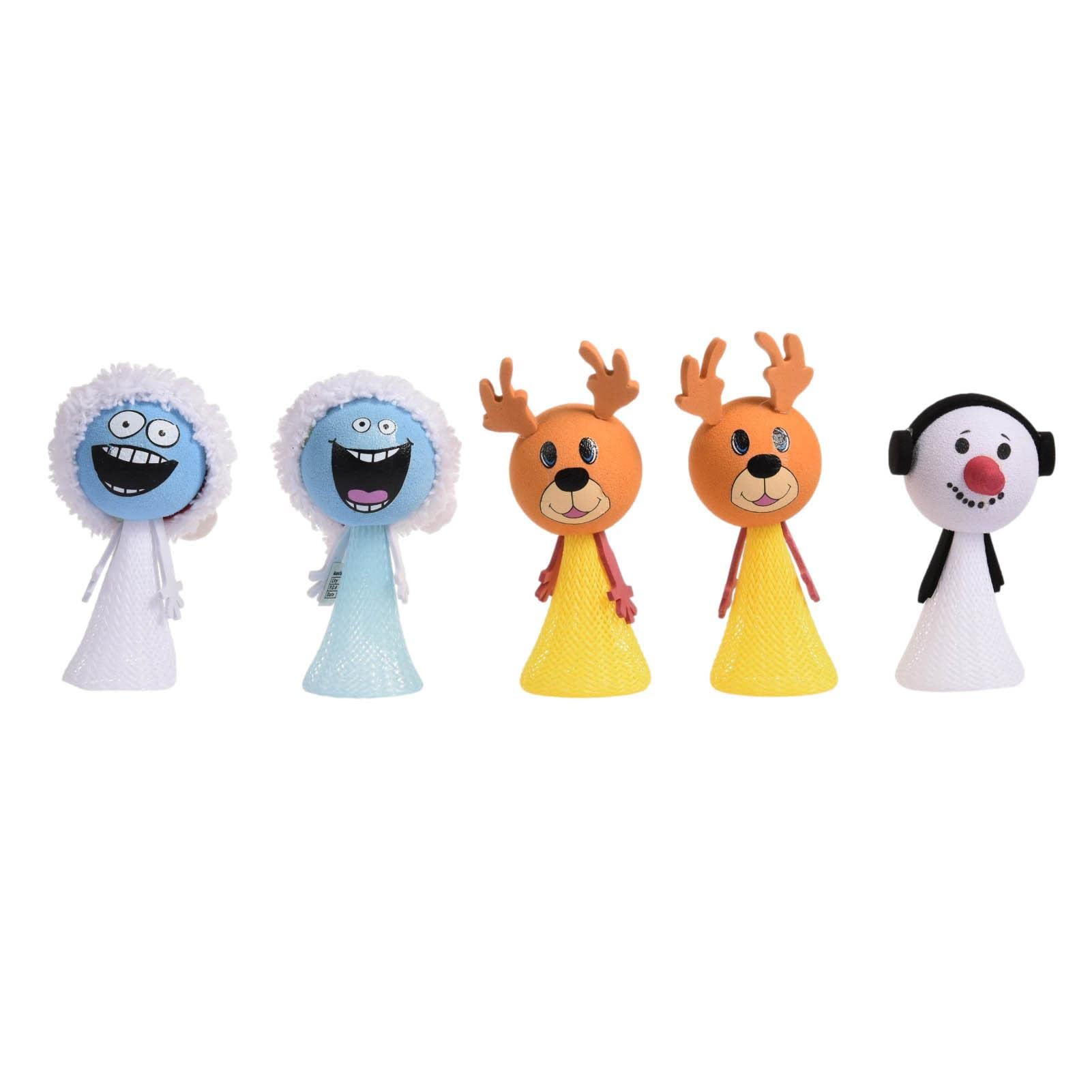 Xiaoling Christmas Jumping Spring Toys - 5pcs Popper Spring Launchers for Kids, Funny Finger Toys & Bouncy Party Favors (Deer, Elves, Snowman in Christmas Hats) - Perfect for Holiday Stocking Stuffers, Classroom Rewards & Birthday Goodie Bags
