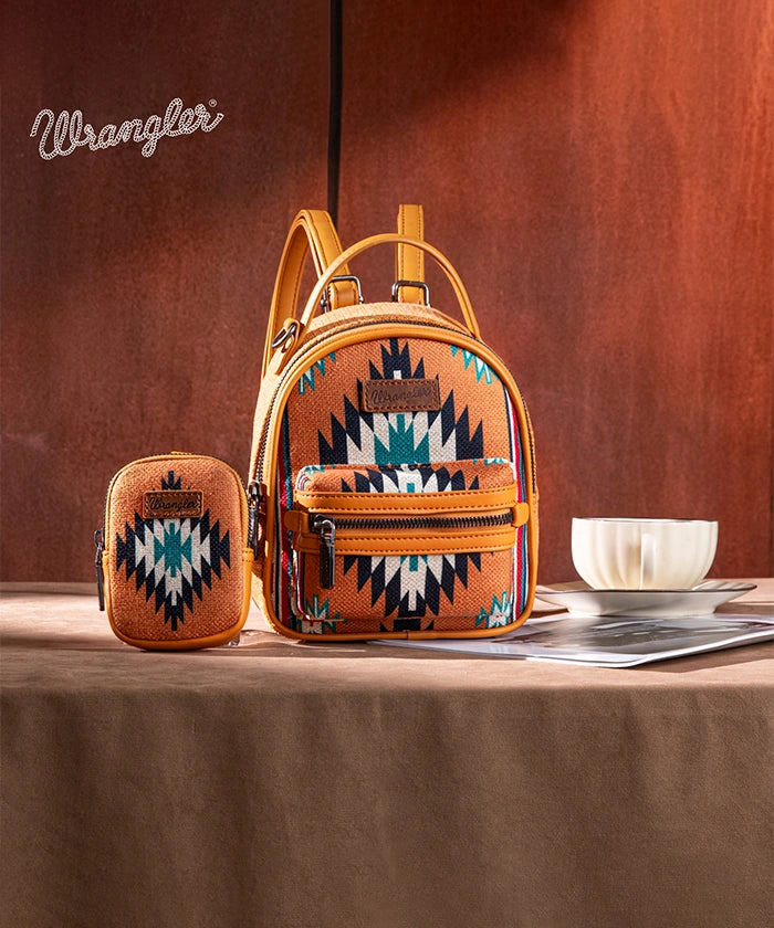 Wrangler Aztec Navajo Print Concealed Carry Backpack for Men & Women - Stylish Tactical Daypack for Hiking, Travel & Everyday Use