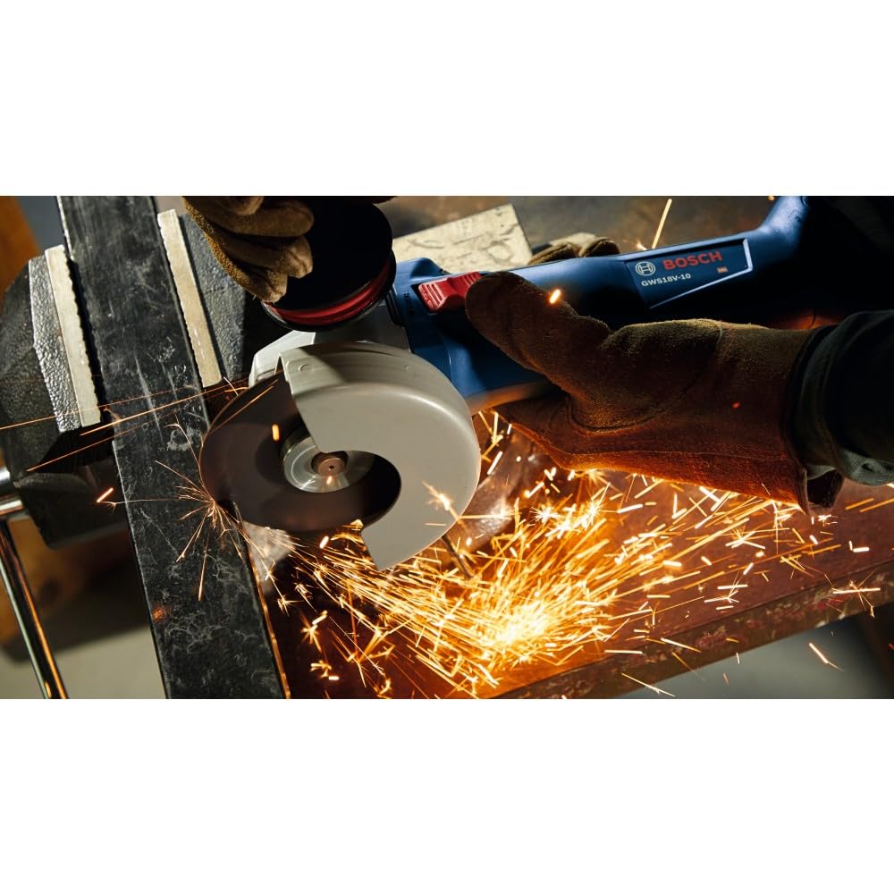 BOSCH GWS18V-10N 18V Cordless Brushless Angle Grinder with Slide Switch - 4-1/2 to 5 Inch Cutting & Grinding Tool (Bare Tool) - Perfect for Metalworking, Wood Cutting, and DIY Projects