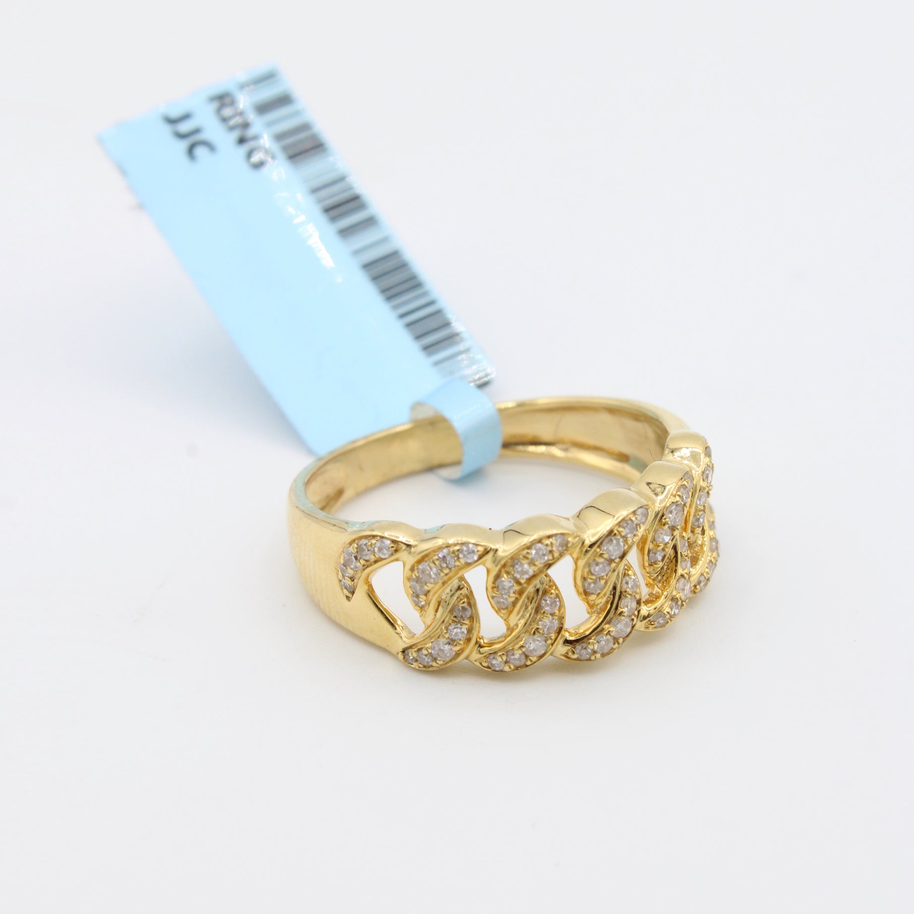 14K Gold Women's Cuban Link Ring with Diamonds | Elegant & Durable Jewelry for Parties, Weddings & Everyday Wear | JTJ™