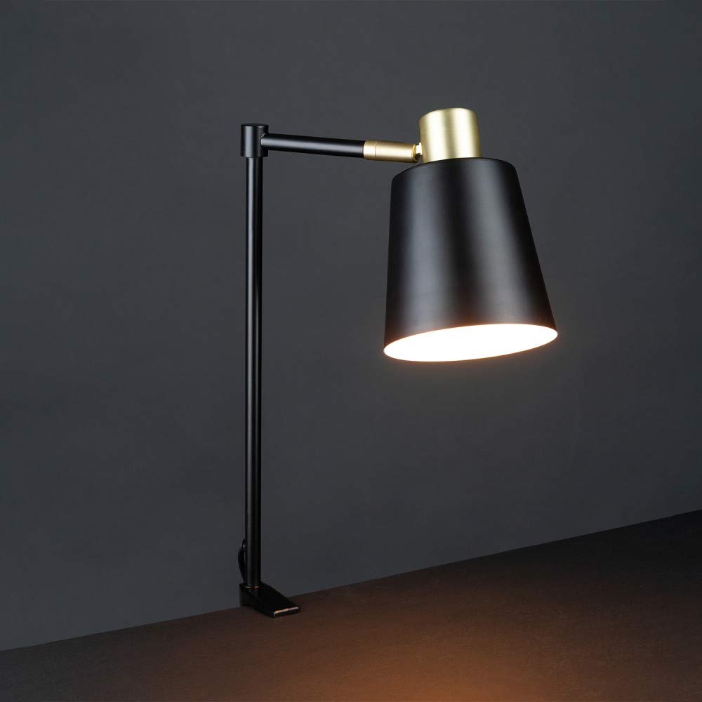 Globe Electric 52900 Lex Desk Lamp - Modern Black & Gold Adjustable LED Light for Home Office, Study, and Reading - Perfect for Workspaces, Dorm Rooms & Nightstands