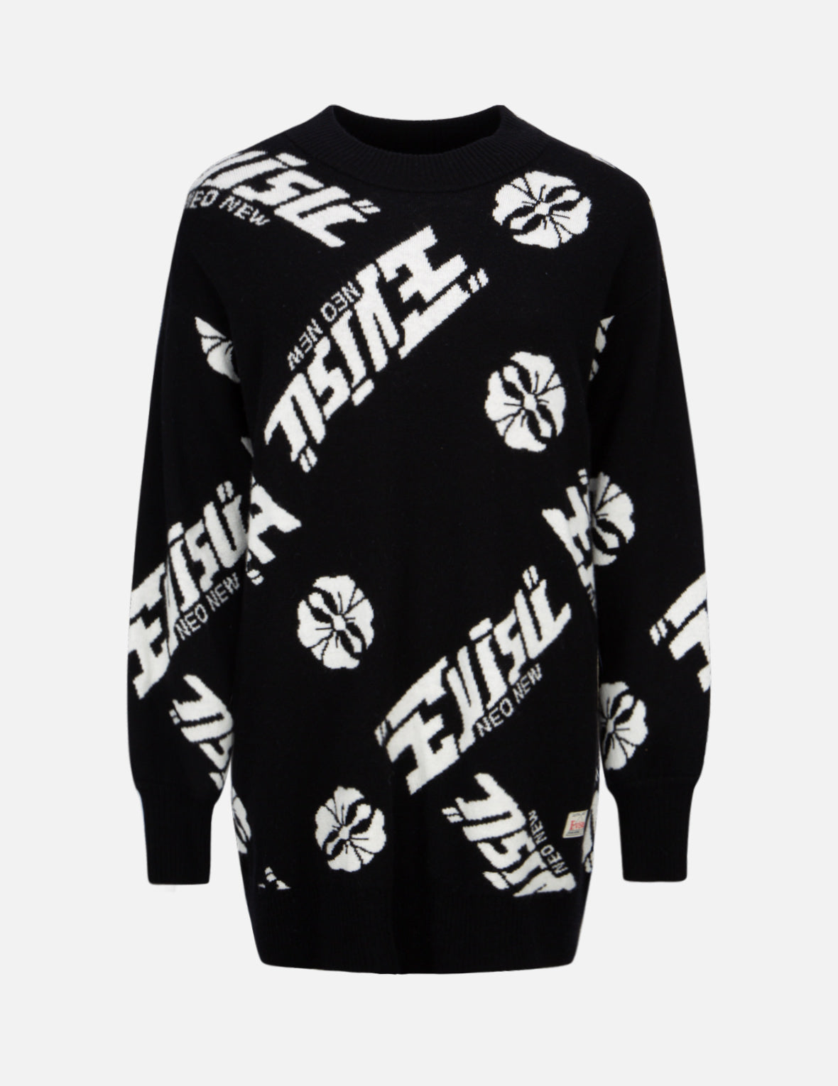 Premium Allover Kamon & Logo Jacquard Sweater for Men | Japanese-Inspired Geometric Pattern Pullover | Casual & Business Wear | Perfect for Fall & Winter Fashion