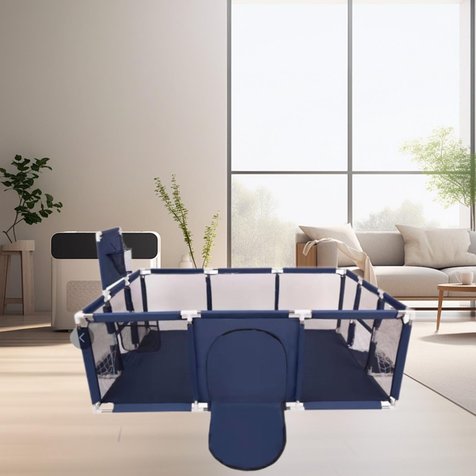 Qialexicon Kids Playpen with Sports Theme - Indoor Play Yard for Toddlers & Babies, Safe & Portable Baby Playpen in Blue - Perfect for Playrooms, Daycare & Home Use