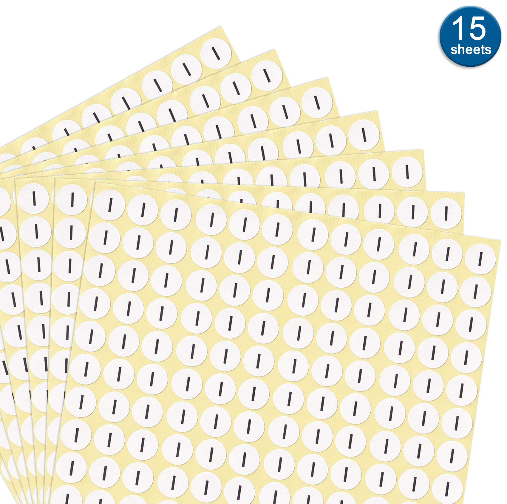 DealzEpic - Alphabet Stickers Letter I - 15 Sheets Small Round Self-Adhesive Paper Labels for Scrapbooking, DIY Crafts & Gift Wrapping