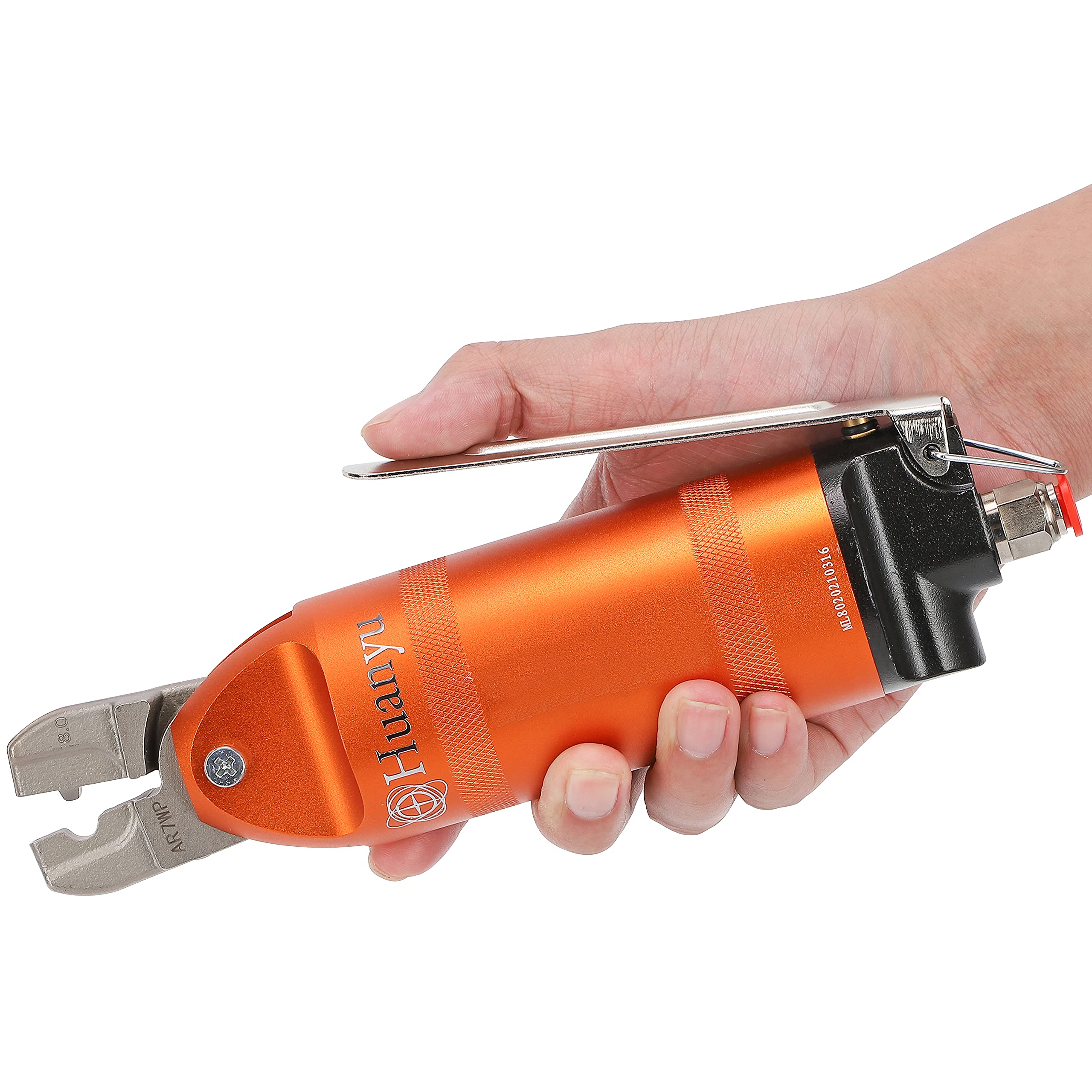 Huanyu 8.0mm Pneumatic Crimping Pliers - Professional Copper Wire Terminal Crimper Tool with Air Nipper for Electrical Wiring (Ideal for Automotive, HVAC & Industrial Applications)