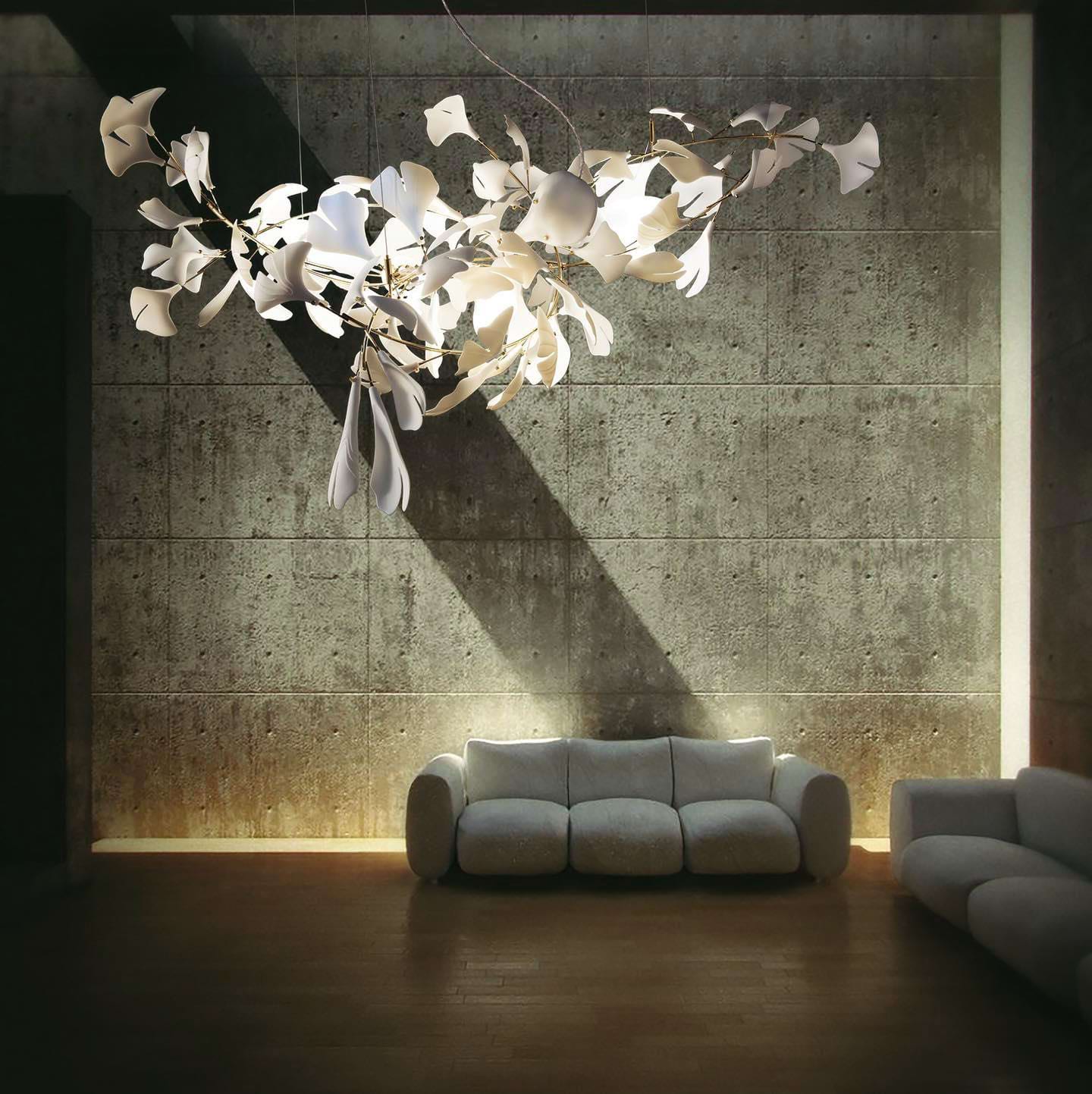 Elegant Ginkgo Leaf Chandelier - Handcrafted Bohemian Style Ceiling Light Fixture for Dining Room, Living Room & Bedroom Decor