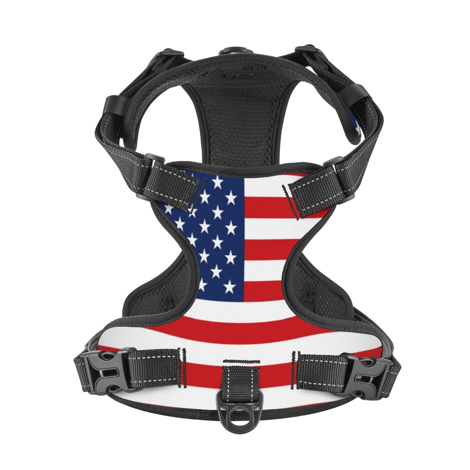 Reflective American Flag Dog Harness - No Pull Vest for Small to Large Dogs - Perfect for Night Walks