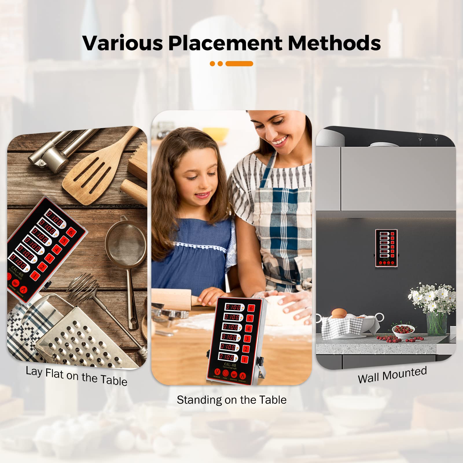 BEAMNOVA 6-Channel Digital Kitchen Timer with Loud Alarm - Stainless Steel Cooking Timer with Adjustable Volume for Baking, Cooking & Commercial Use