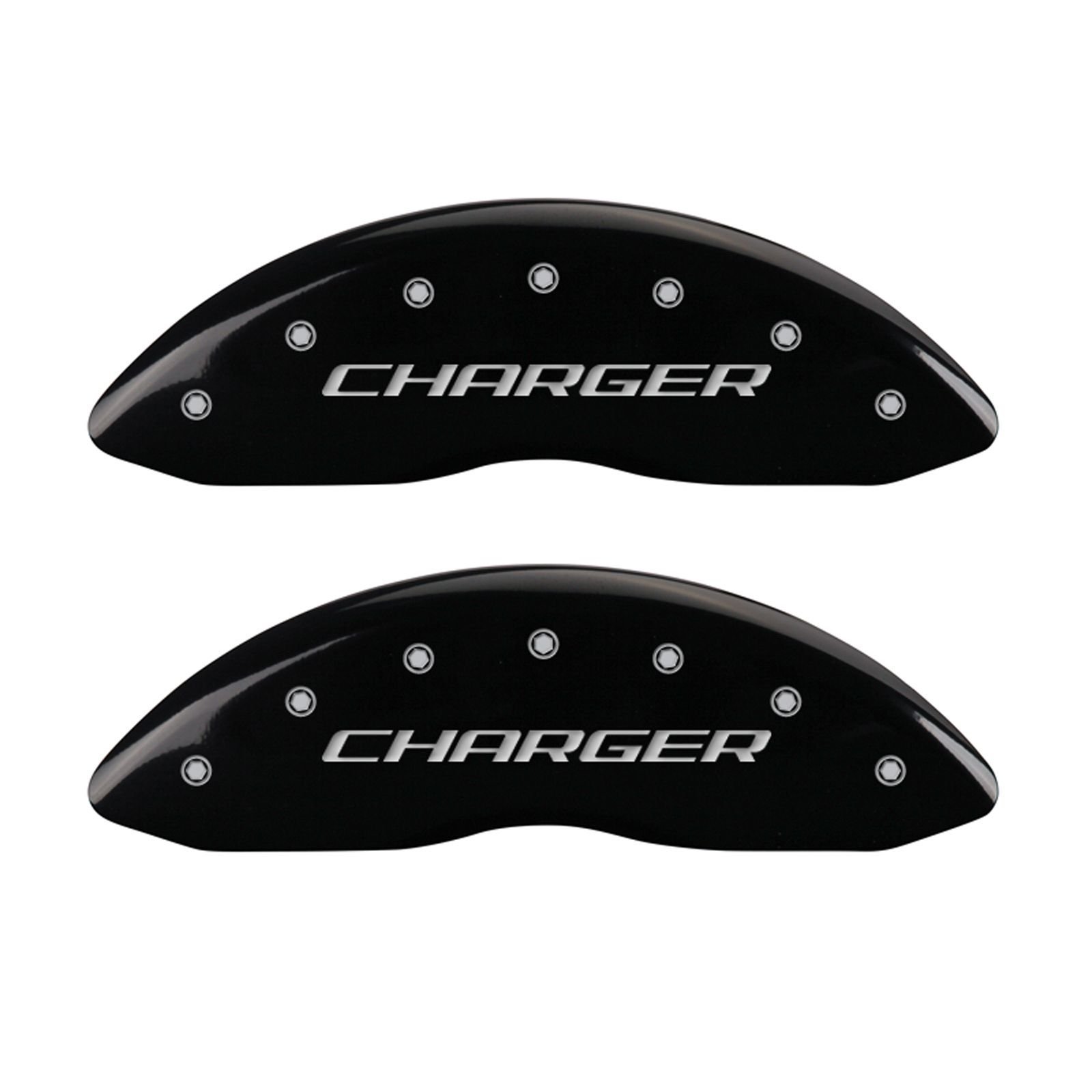 MGP Caliper Covers 12088SCHBBK - Black Powder Coated Front & Rear Brake Caliper Covers (Set of 4) | Dodge Charger/Challenger Custom Upgrade | Enhances Vehicle Aesthetics & Protects Brake Components | Perfect for Car Shows & Performance Upgrades