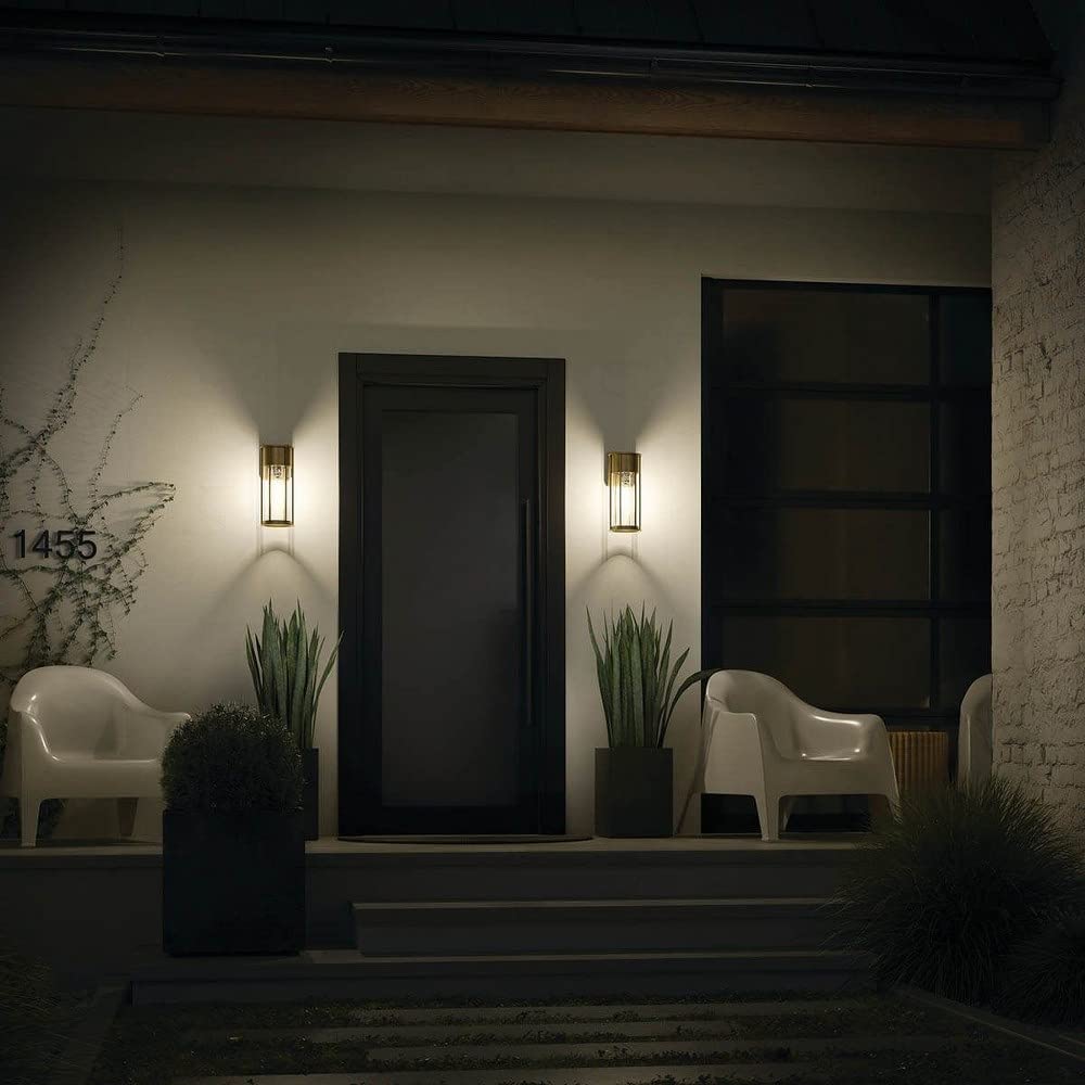 Kichler Camillo 15 Inch Single Light Wall Sconce with Clear Seeded Glass Shade in Natural Brass Finish - Perfect for Bedroom, Hallway, and Entryway Lighting