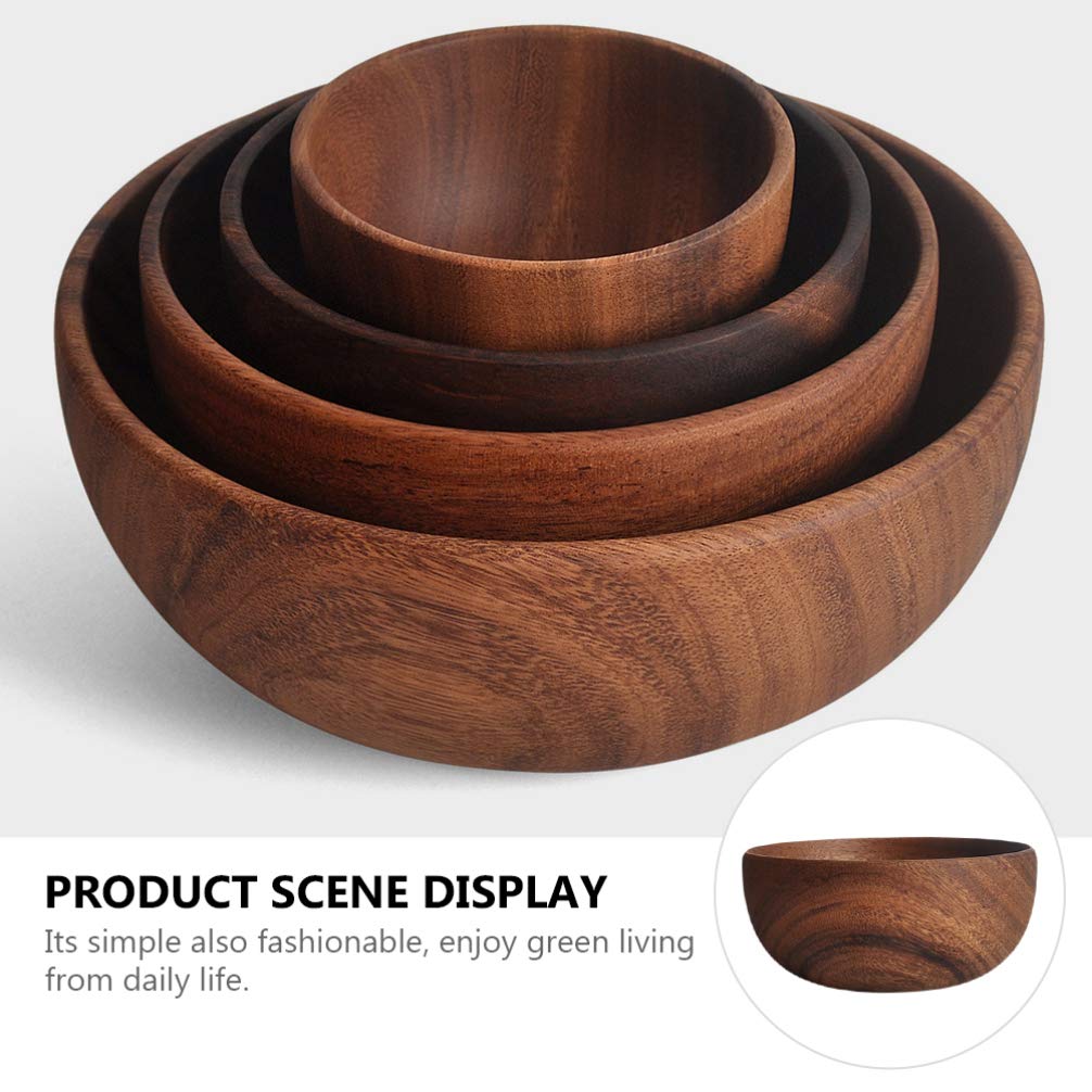 DOITOOL Handmade Wooden Salad Bowl Set - Natural Wood Serving Bowls for Fruits, Snacks, Desserts & Soup - Eco-Friendly Kitchenware for Home Dining & Party Serving