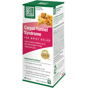 Bell Carpal Tunnel Syndrome Wrist Relief Supplement - 60 Capsules for Pain Relief & Support | Ideal for Office Workers, Gamers & Typists