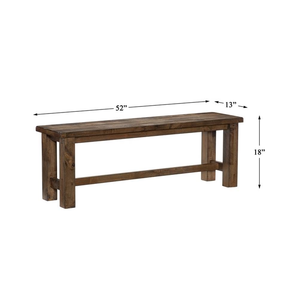 Lexicon Transitional Solid Wood Dining Room Bench in Burnished Brown - Rustic Farmhouse Style Seating for Kitchen, Dining Room, Entryway or Bedroom
