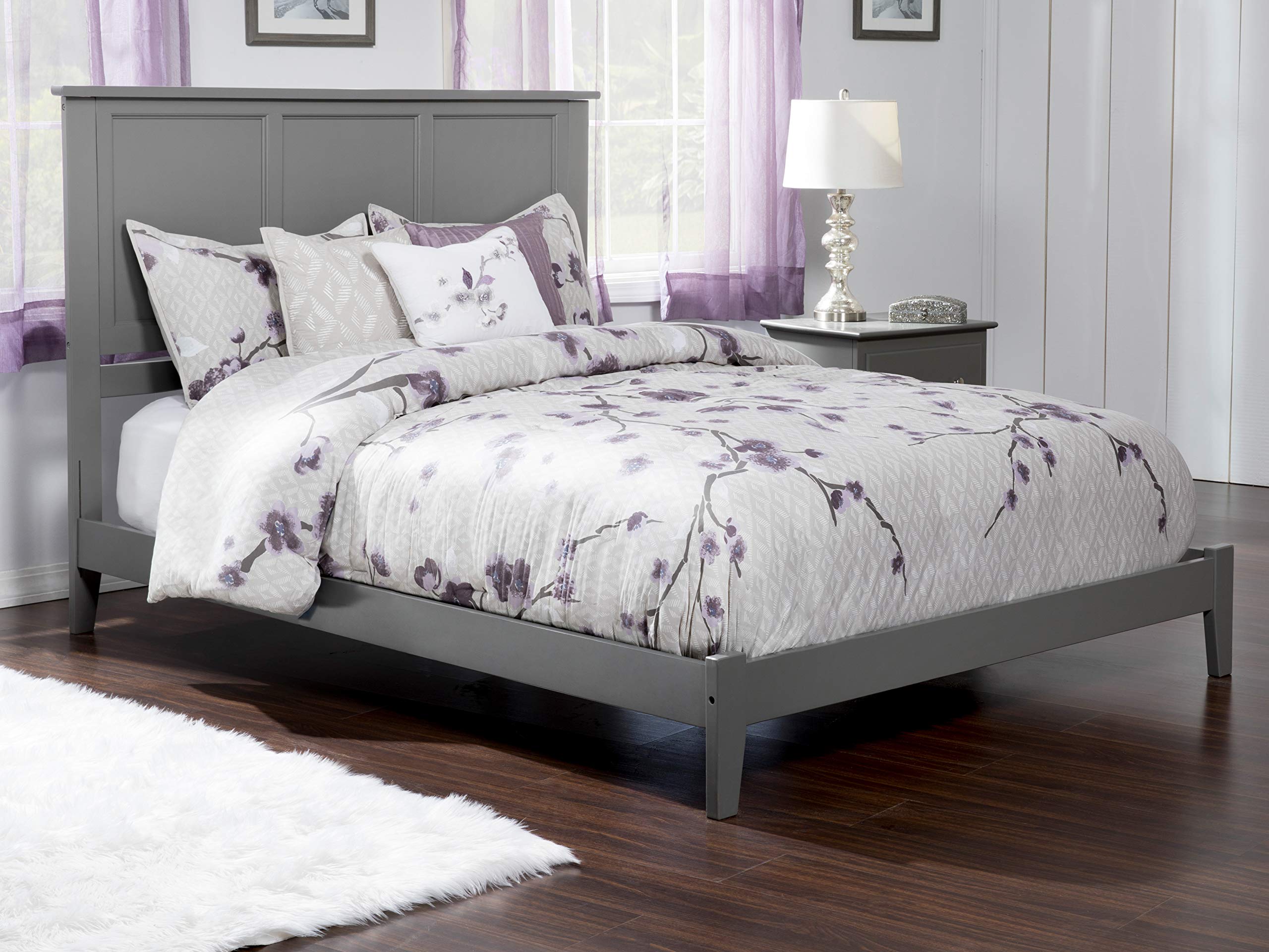 AFI Madison King Foundation Bed with USB Charging Ports - Grey Queen Size Platform Bed Frame for Modern Bedrooms | Perfect for Small Spaces & Guest Rooms