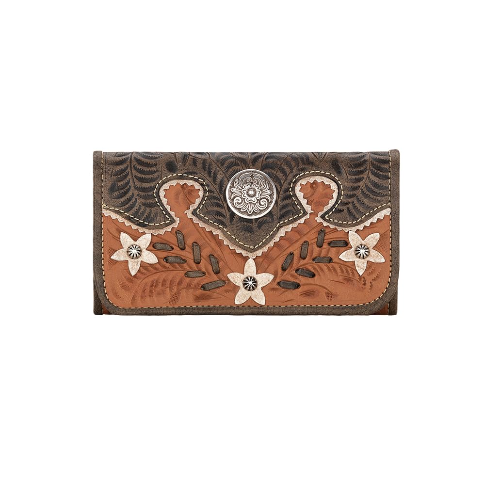 Authentic American West Desert Wildflower Ladies' Tri-Fold Leather Wallet - Stylish & Durable Women's Wallet for Everyday Use, Travel & Gift Giving