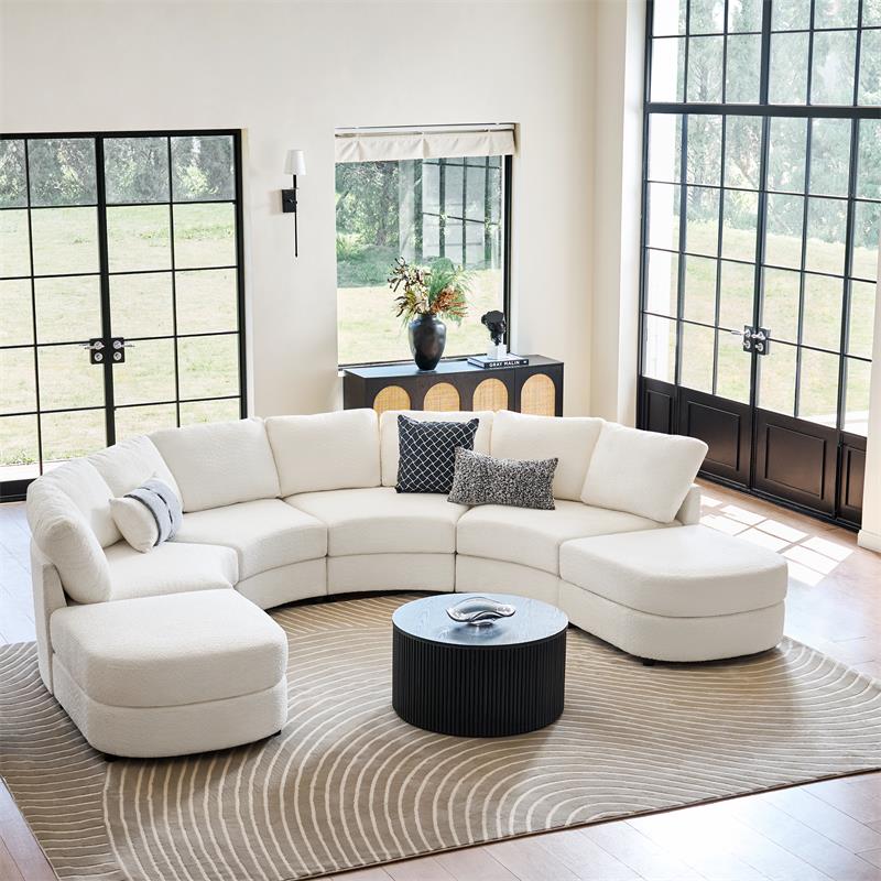Aeris Modern Curved Sectional Sofa Set - L-Shaped Couch with Ottoman for Living Room, Lounge & Entertainment Spaces | Contemporary Fabric Upholstery, Comfortable Seating for Family & Guests