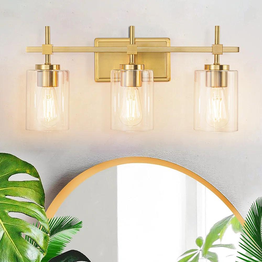 Jasper Modern Clear Glass 3-Light Bathroom Vanity Light Fixture - Perfect for Bathroom, Powder Room & Dressing Room Lighting