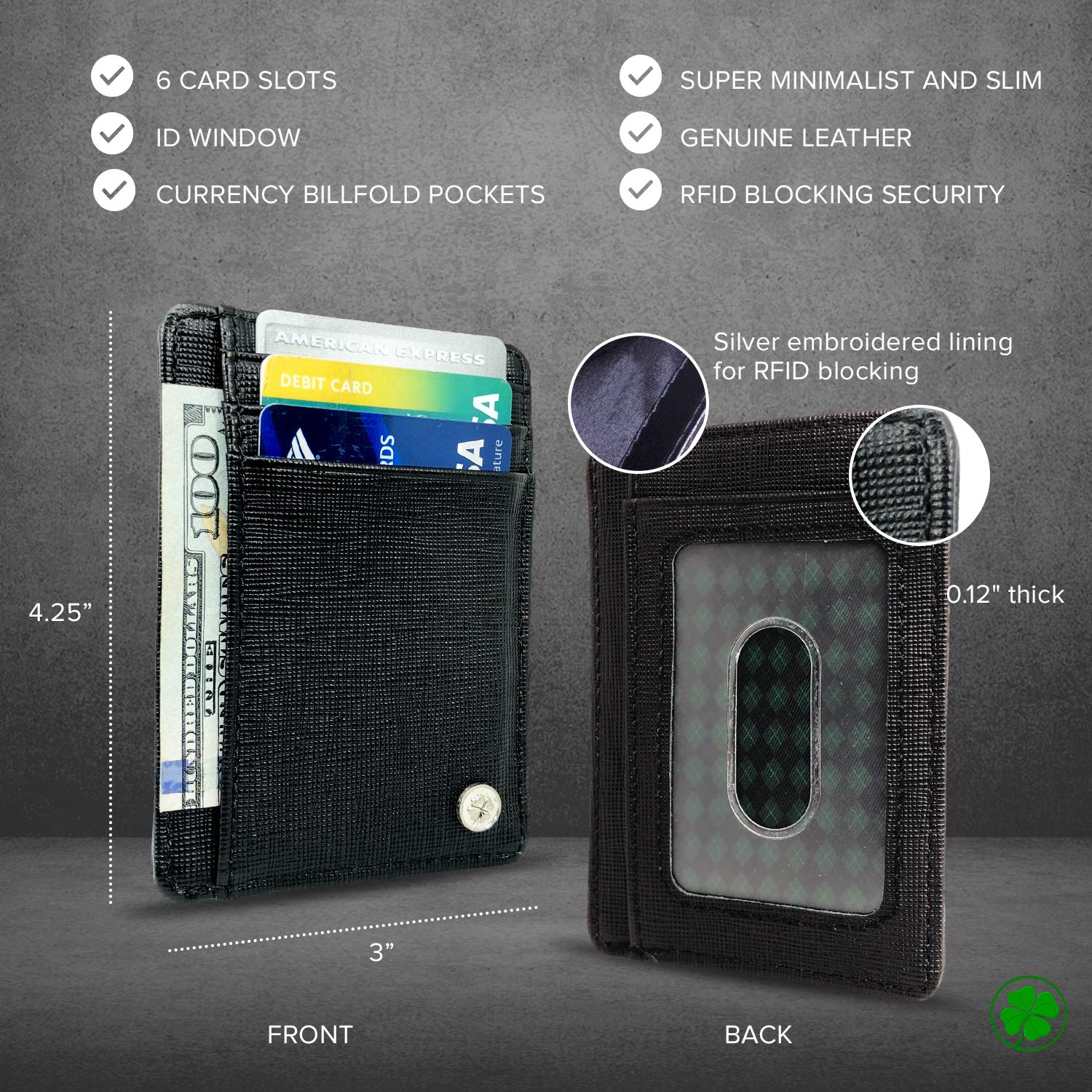 Genuine Leather Slim RFID Blocking Wallet for Men - Minimalist Golf Wallet - Essential Golf Accessories for Everyday Use & Travel