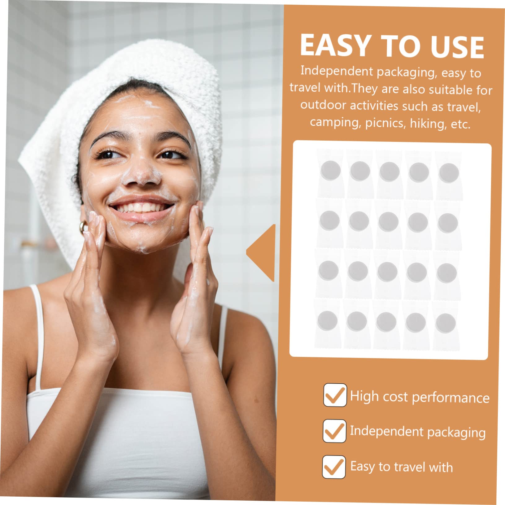 iPetboom 20-Pack Compressed Face Towels - Reusable, Biodegradable, Pure Cotton Non-Woven Facial Wipes for Travel, Camping, Gym & Daily Use | Skin-Friendly, Quick-Drying Toilet & Wash Cloths (White)