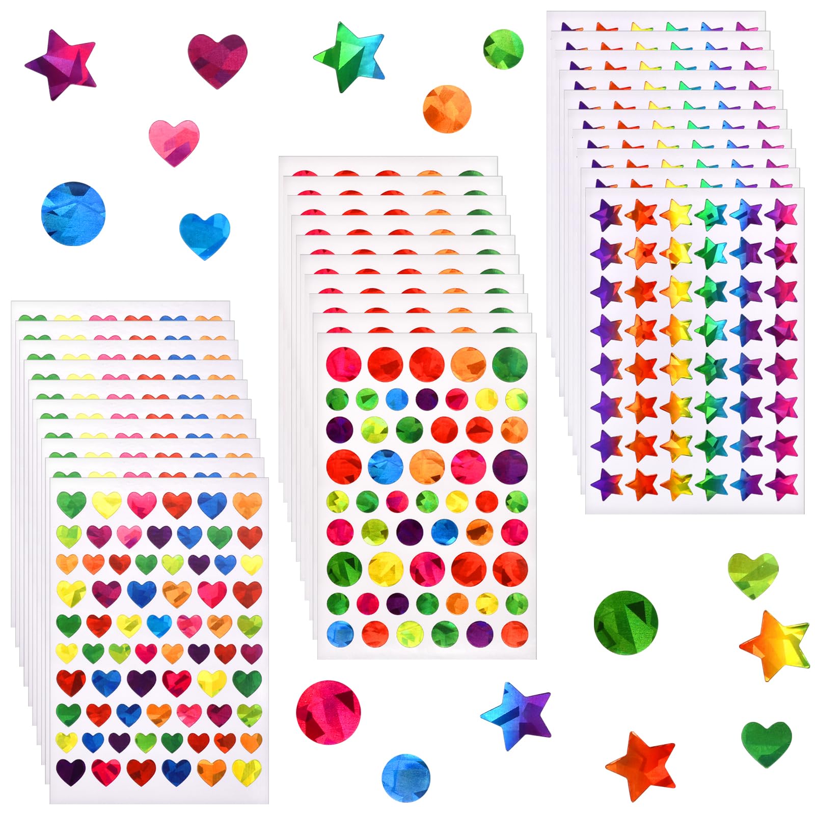 1710 Pcs Glitter Star Stickers for Kids - Holographic Reward Stickers for Classroom, Teachers & Students - Perfect for Behavior Charts, DIY Crafts, Scrapbooking & School Supplies