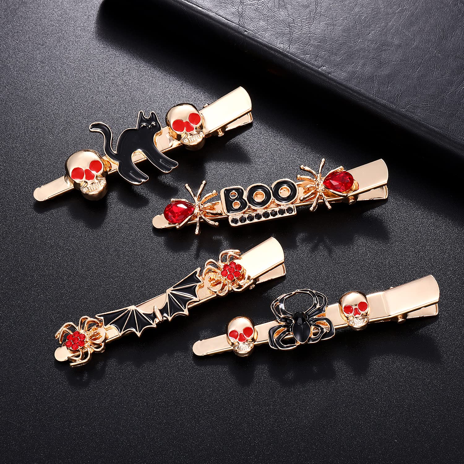 4 Pack Halloween Hair Clips for Women - Spooky Spider Cat & Skeleton Skull Hairpins - Gothic Hair Accessories for Halloween Party, Cosplay & Costume (4PCS) - Perfect for Trick or Treat, Haunted House Events & Witch Costume Accessories