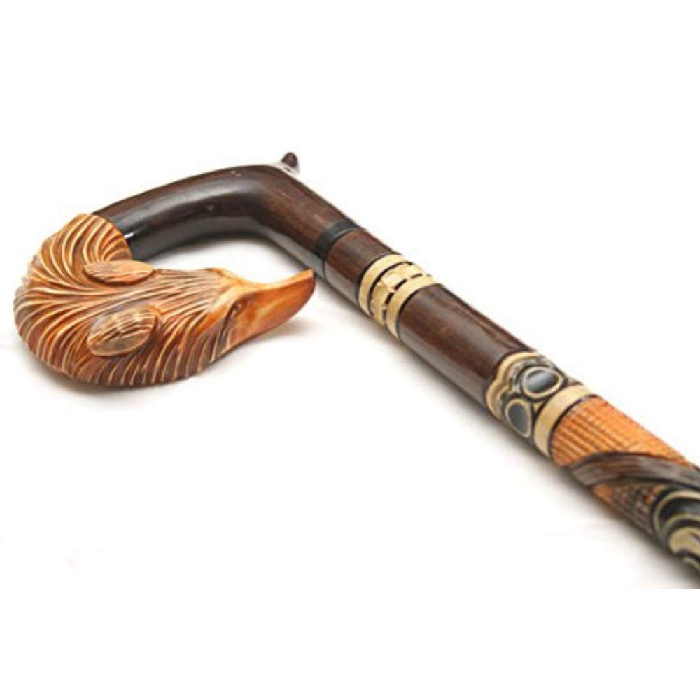 Elegant Fox Head Wooden Walking Cane for Women - Hand Carved Fashionable Walking Stick (36 Inches) - Perfect for Seniors, Hiking, and Outdoor Activities