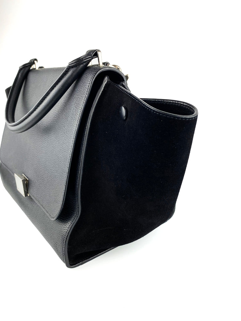 Celine Black Leather Trapeze Handbag for Women | Luxury Crossbody Shoulder Bag | Perfect for Work, Travel & Evening Events