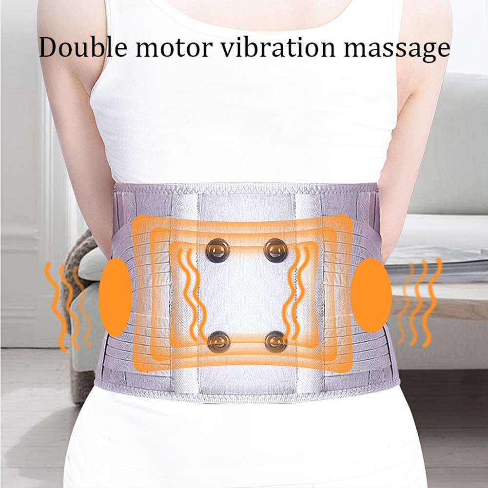 Lumbar Support Belt with Magnetic Therapy & Vibration Massage - Far Infrared Heat for Back Pain Relief - Strong Posture Corrector (White) - Ideal for Office Work, Driving & Daily Activities