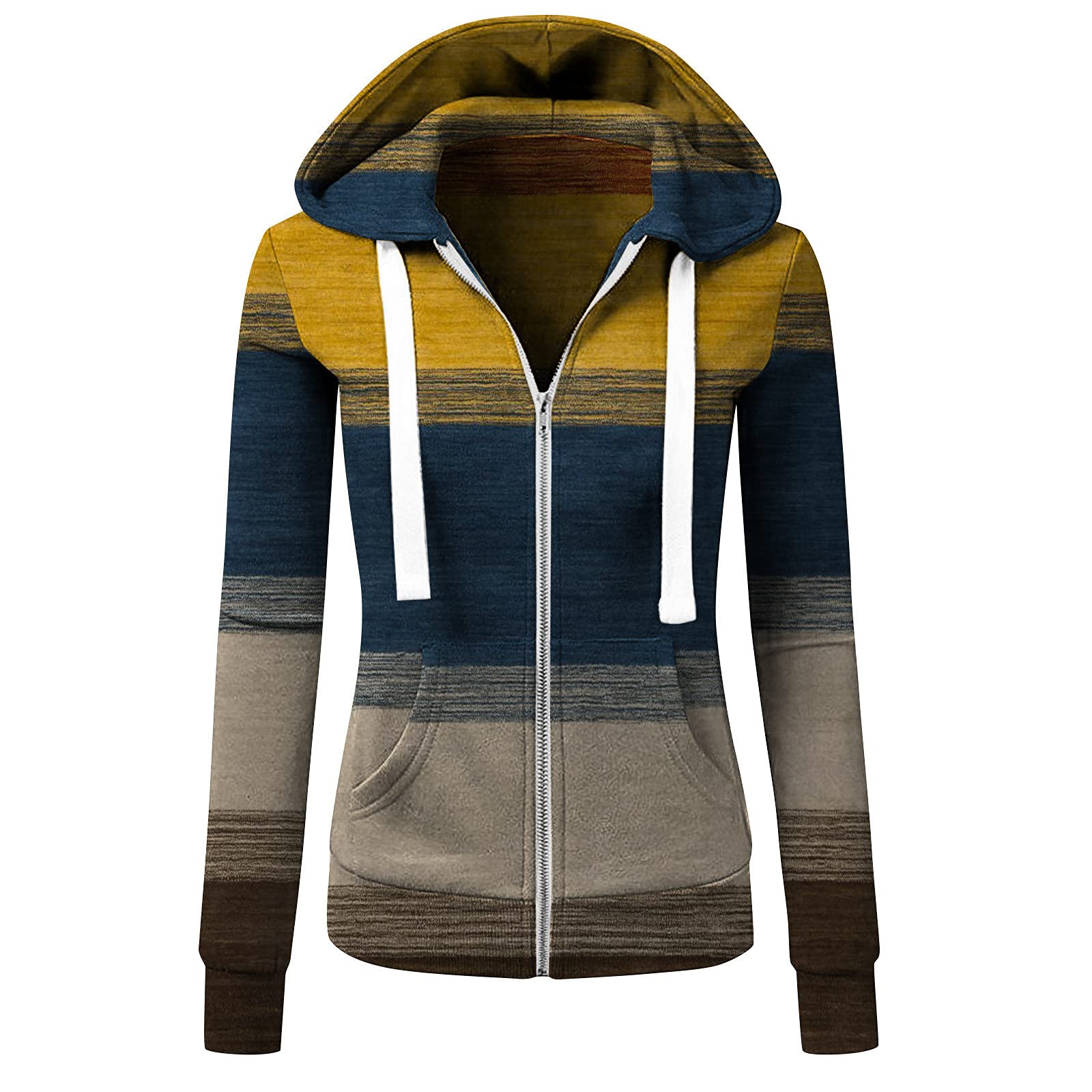 FMCHICO Women's Long Sleeve Color Block Hooded Sweatshirt - Loose Fit Pullover Tunic for Fall & Winter - Casual Comfort Wear for Work, Travel & Everyday Outfits