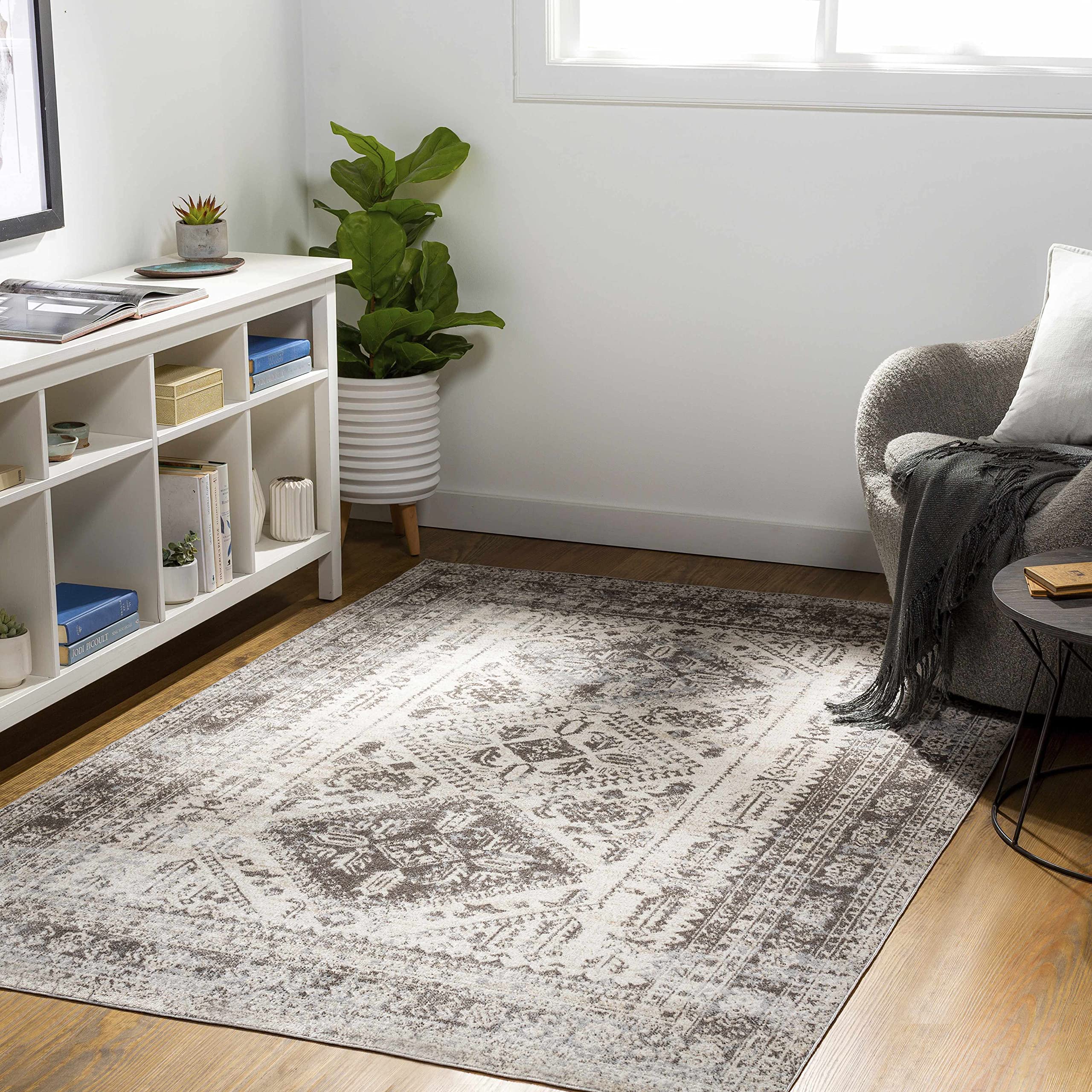 Hauteloom Ladybrand Washable Area Rug for Living Room & Bedroom - Soft Brown & Gray Modern Rug - 7'10