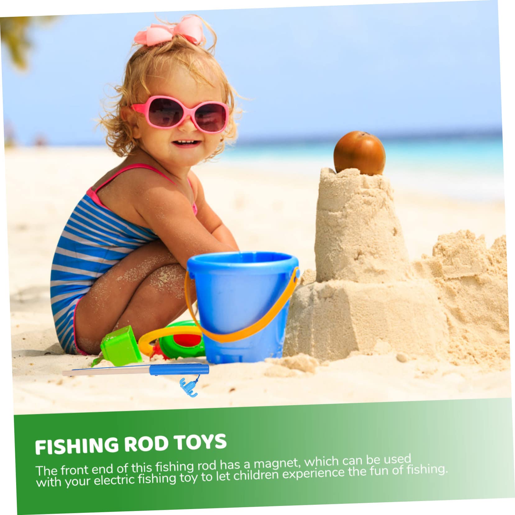 BRIGHTFUFU 4-Piece Kids Magnetic Fishing Game Set - Wooden Puzzle Toy with Fishing Poles & Sticks for Toddlers - Fun Indoor/Outdoor Educational Activity for Boys and Girls