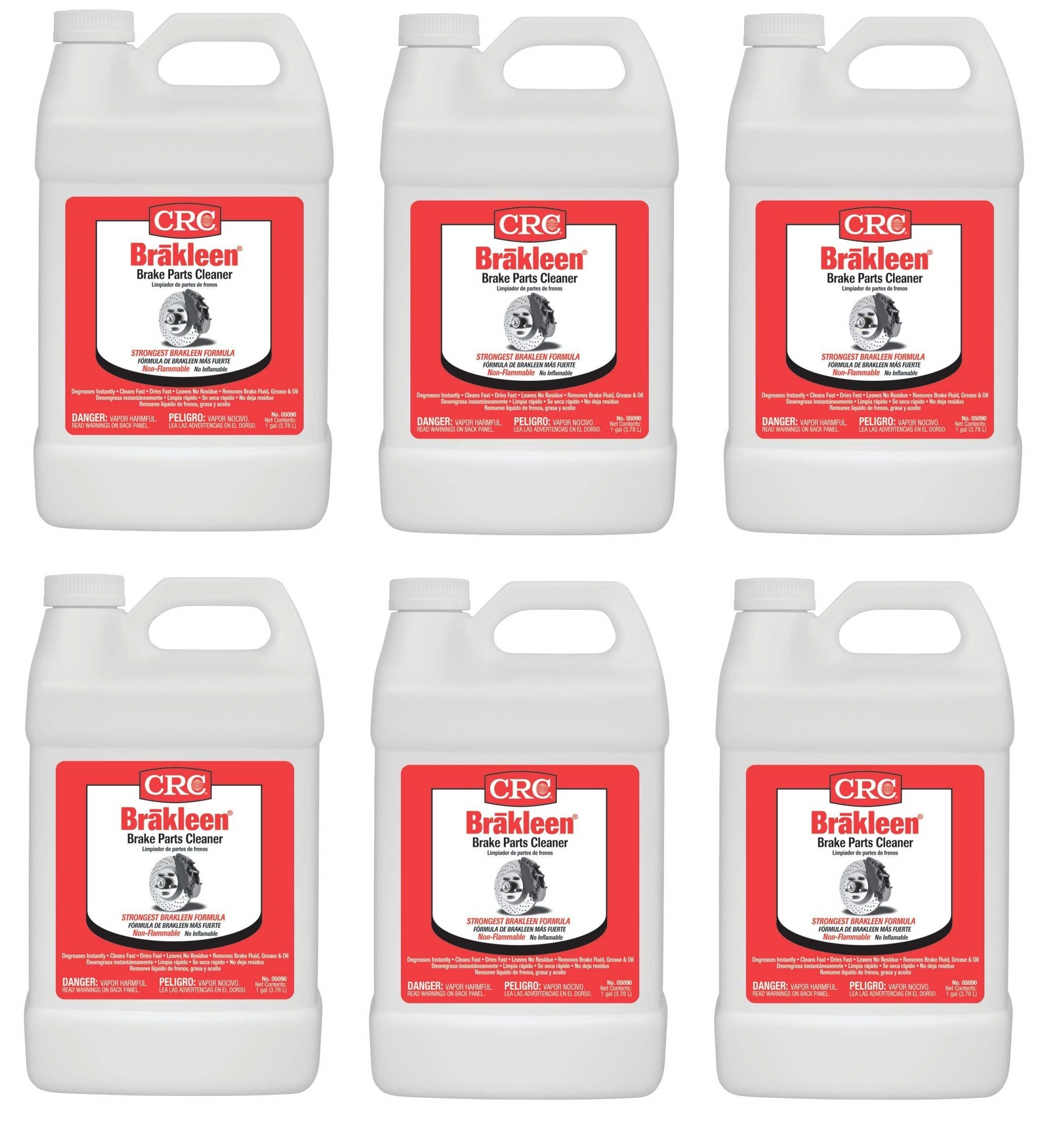 CRC 05090 Brakleen Brake Parts Cleaner - 6 Pack (1 Gallon Bottles) - Heavy-Duty Degreaser for Automotive Brake Systems, Ideal for DIY Mechanics & Professional Shops