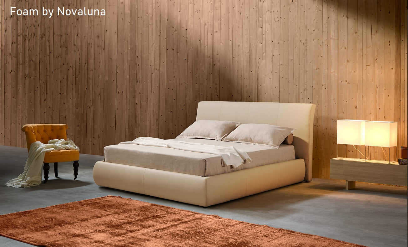 Novaluna Foam Vegan Leather Platform Bed Frame - Queen Size, Eco-Friendly & Hypoallergenic for Modern Bedroom & Guest Room