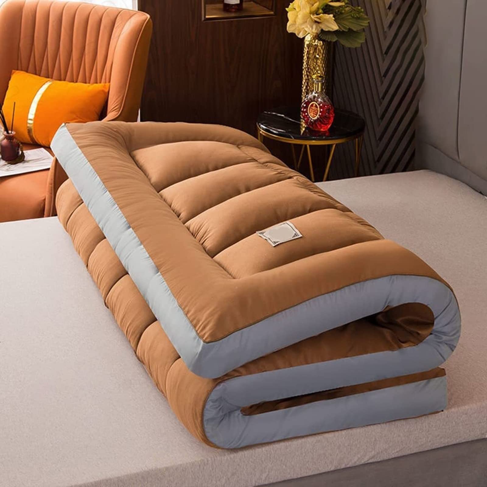 4-Inch Extra Thick Japanese Floor Futon Mattress - Roll-Up Memory Foam Tatami Sleeping Pad for Guest Bed, Floor Bed & Camping | Portable Foldable Mattress for Home, Travel & Outdoor Use