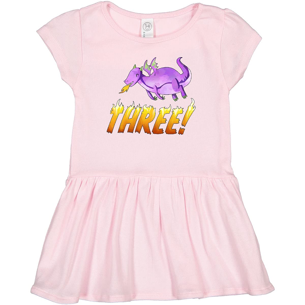 Inktastic 3rd Birthday Purple Dragon Fire Breathing Toddler Dress - Cute Birthday Outfit for Girls, Party Wear & Photo Shoot Costume