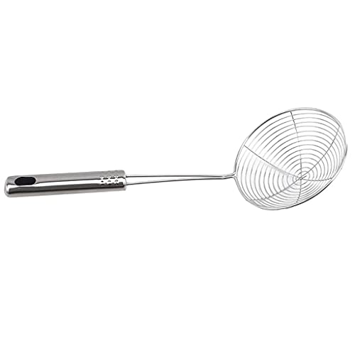 Premium Stainless Steel Oval Skimmer - Fine Mesh Oil Pot & Food Strainer for Frying, Baking, Cooking | Large Size | Ideal for Deep Frying, Soup Skimming & Pasta Draining