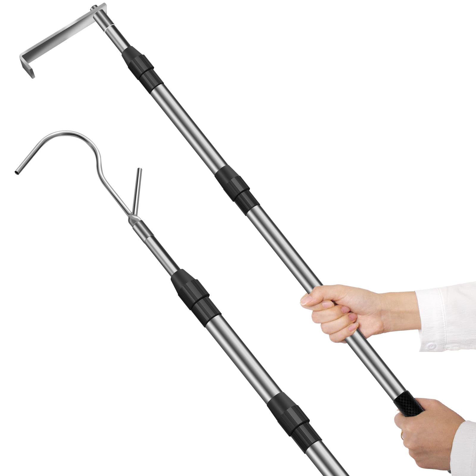 Heavy Duty 6.3FT Cargo Grabber Pickup Truck Bed Retriever with 2 Hooks - Durable Truck Bed Accessory for Easy Loading/Unloading & Hard-to-Reach Items