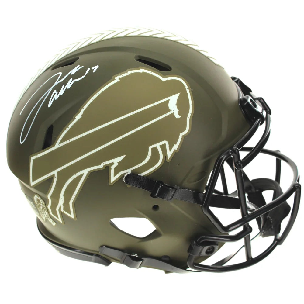 Josh Allen Autographed Buffalo Bills Salute to Service Speed Helmet with BAS COA - Perfect for NFL Fans, Collectors & Game Room Decor