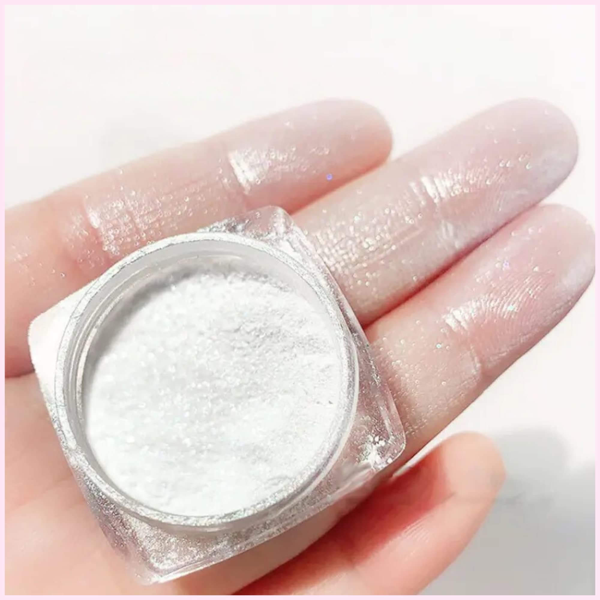 Glazed Donut Pearl Chrome Nail Powder with Brush - TikTok Viral Hailey Bieber Nails Chrome Glitter for Nail Art Design - Perfect for Manicures, Parties & Special Occasions