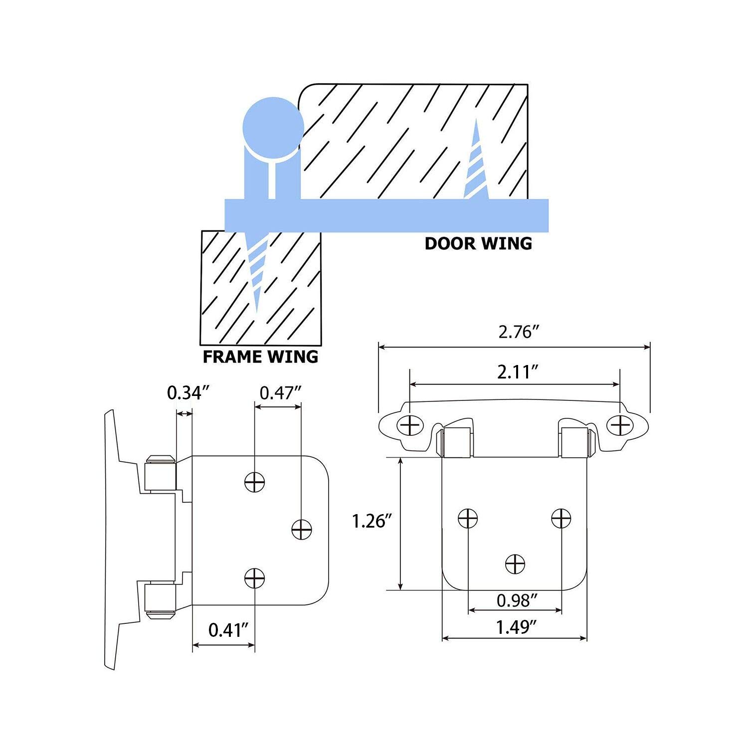 Goldenwarm 15 Pair Self-Closing Overlay Kitchen Cabinet Hinges - SCH30BB Modern Brass Face Mount Hinges for Cabinet Doors (Kitchen, Bathroom, Wardrobe) - Easy Installation & Smooth Operation