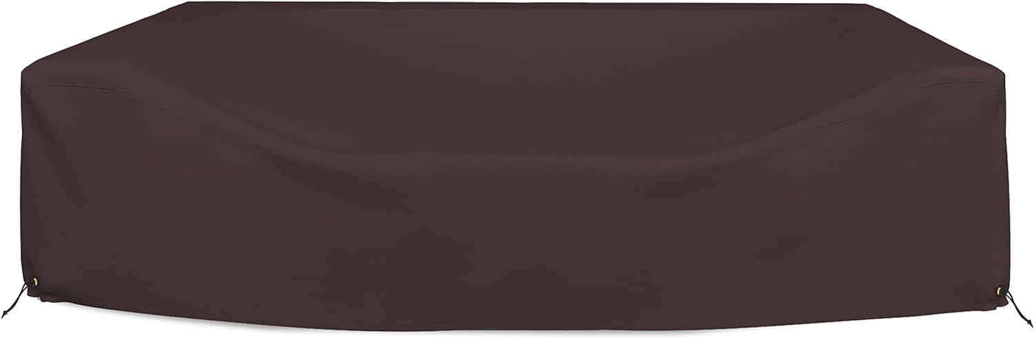 Heavy Duty 18 Oz Waterproof Sectional Sofa Cover - UV & Weather Resistant Outdoor Patio Couch Protector with Air Pockets & Drawstrings (124
